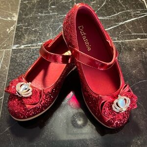 Girls size 11 red glittery shoes